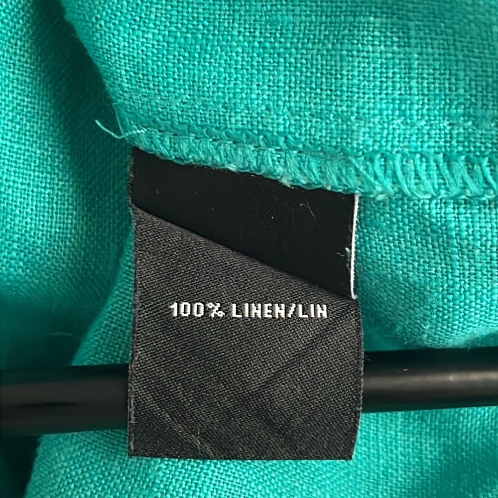 Lafayette 148 New York women's Size 10 teal green linen button up shirt. - Picture 8 of 8